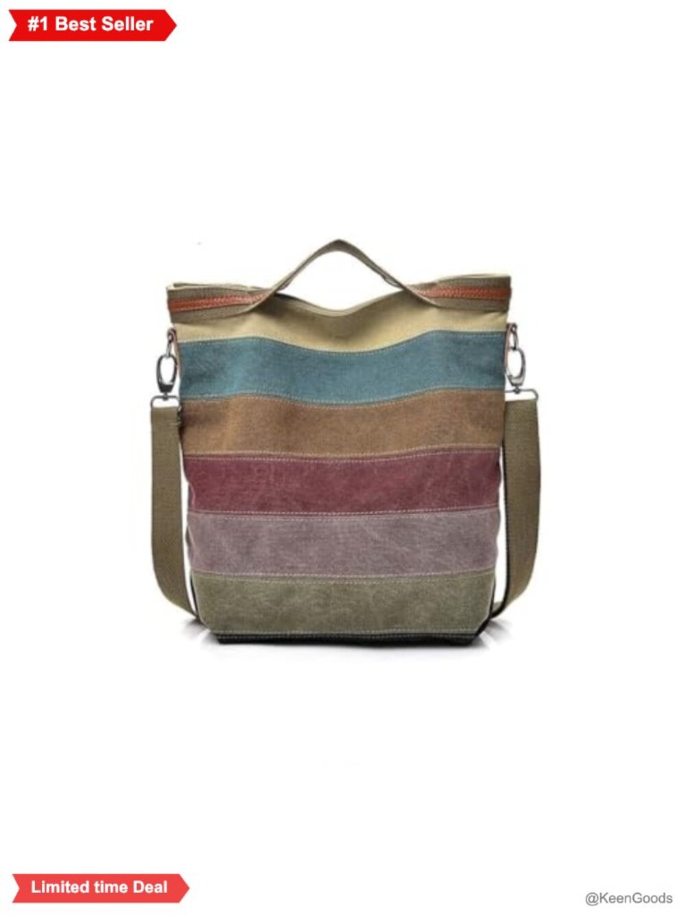 Women Canvas Hobo Handbag Multicolor Tote Crossbody Bag